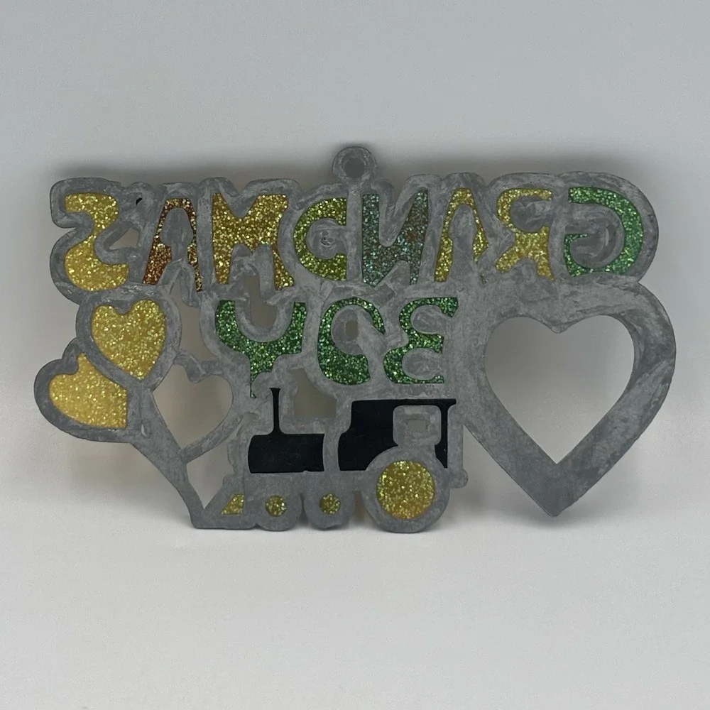 Vintage Suncatcher Stained Glass Metal Grandma's‎ Boy Train Window Hang